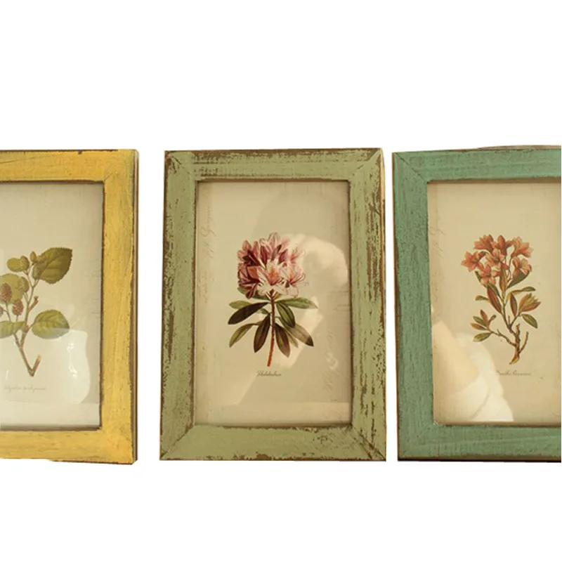 

Japanese Retro Old Decorative Painting 6 Inch Solid Wood Photo Frame Wedding Photo Bedroom Ornaments Crafts Home Decorations
