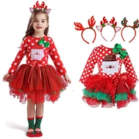 baby girls christmas costume for kids dresses princess party tutu dress children winter polka dot snowman santa claus clothes