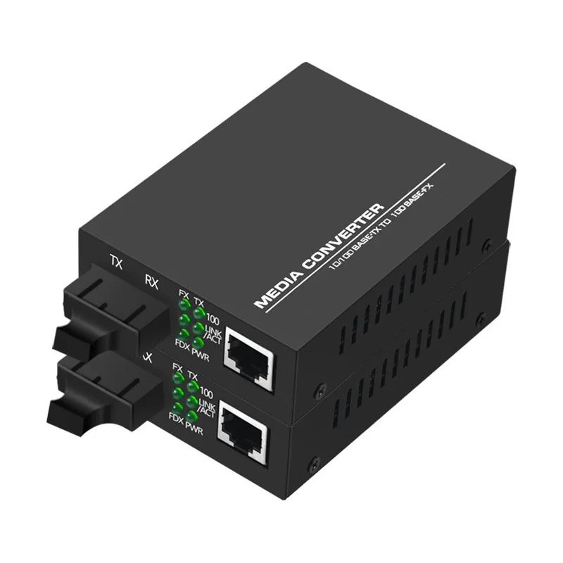 1pc Media Converter 100MB Fiber Optic Converter Transceiver Single-mode Double-fiber Transceiver Photolectric Transducer 25km