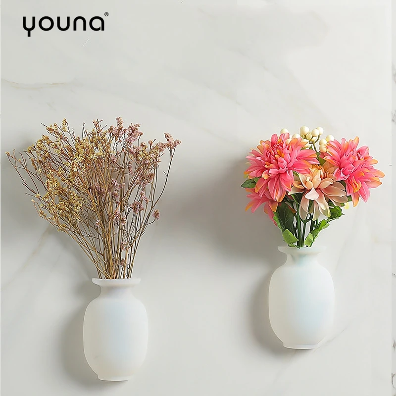 Силиконовая клейкая ваза многоразовый настенный держатель для цветов подвесная