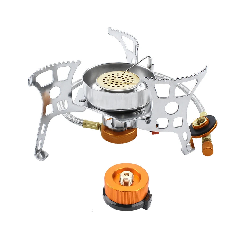2021 New Outdoor Windproof Gas Stove Camping Gas Burner Folding Split Electronic Stove Tourist Equipment for Hiking Picnic 3900W