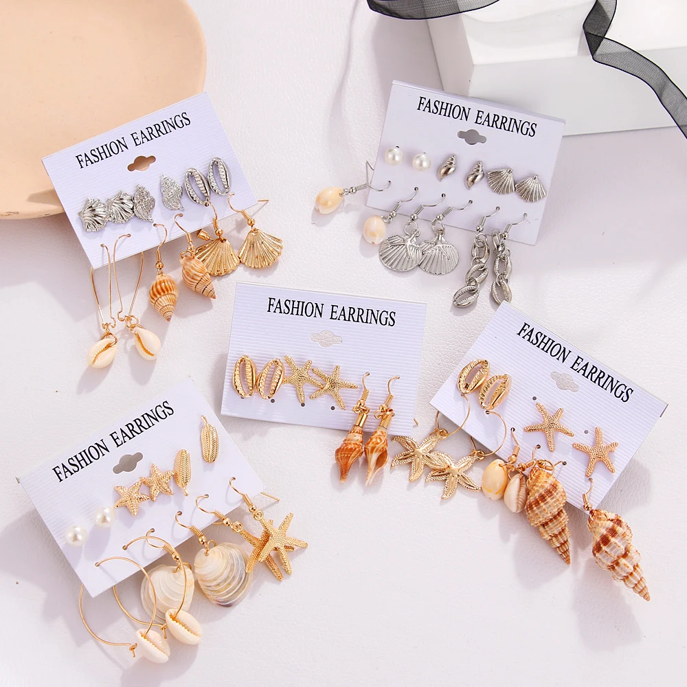 

ZOVOLI Boho Beach Gold Shell Charms Stud Earrings For Women Summer Cute Unique Studs Earrings Set 2020 Earings Fashion Jewelry