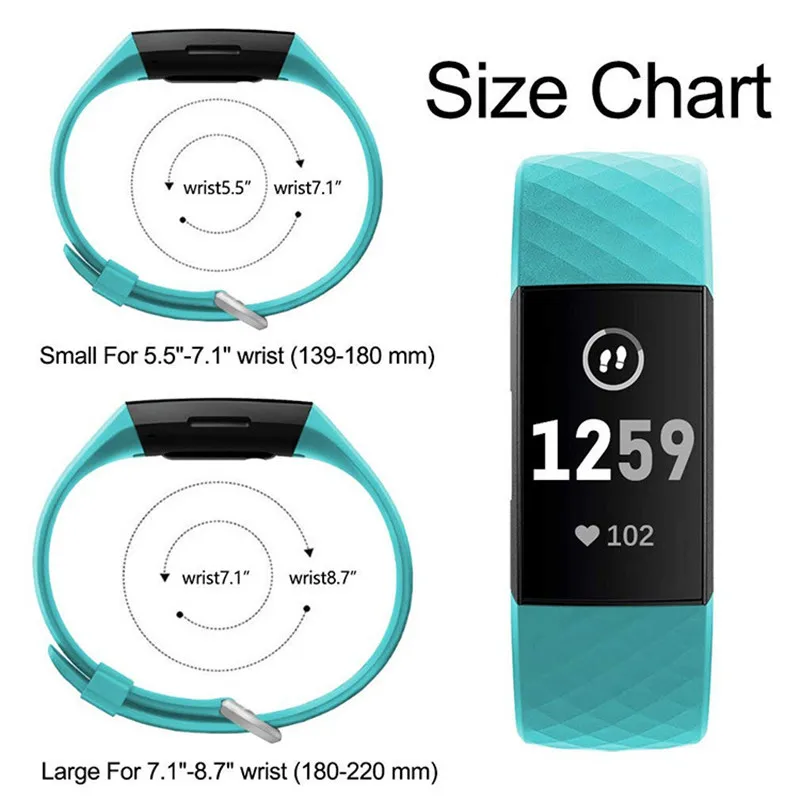 Силиконовые спортивные ремешки для Fitbit Charge 3 / 4 Классический Маленький Большой