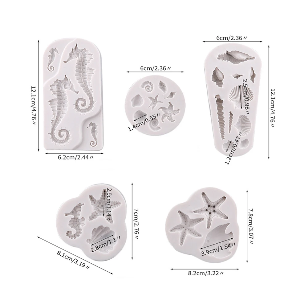 Cake Silicone Mold Sea Shell Starfish Conch Ocean 3D Chocolate Fondant Soap Resin Mould Decorating Tools |