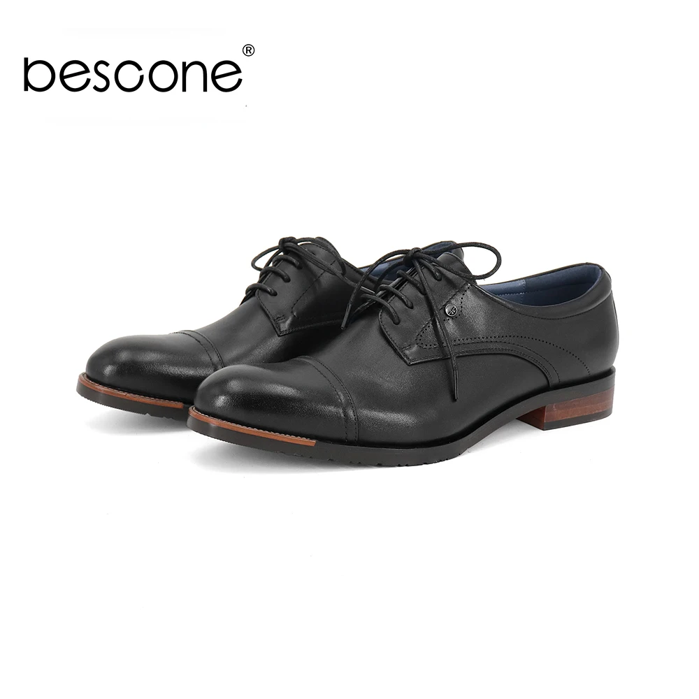 BESCONE/Мужская обувь для взрослых Классическая однотонная деловая с круглым носком