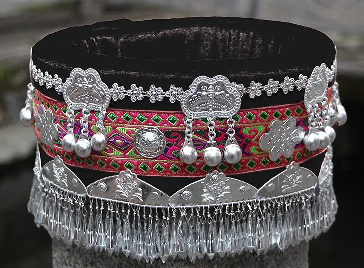 Шляпа hmong miao Ювелирные изделия Китайский народный танец аксессуары для волос Miao шляпа этническое миноритарное представление одежда аксессуары - Цвет: 6