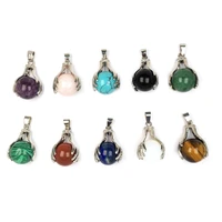 natural stone pendant round stone metal alloy both hands exquisite charms for jewelry making diy bracelet necklace accessories