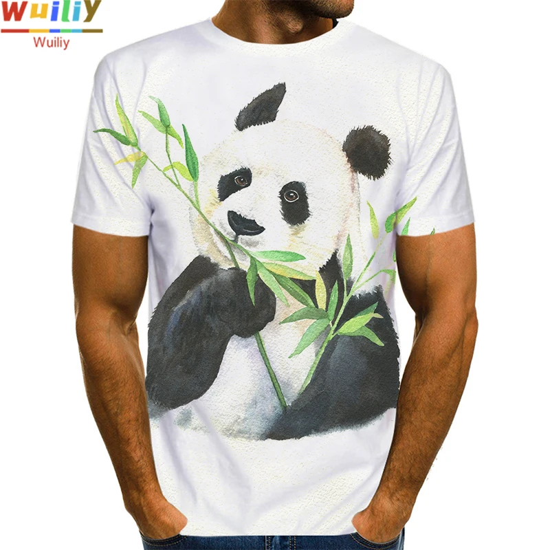 

Футболка с животным для мужчин и женщин, милая тенниска с 3D-принтом панды, милый топ с коротким рукавом для мужчин и женщин, на лето