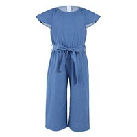 fashion baby girls denim jumpsuit kids summer flying sleeve overalls trousers children casual loose romper jumpsuit playsuit