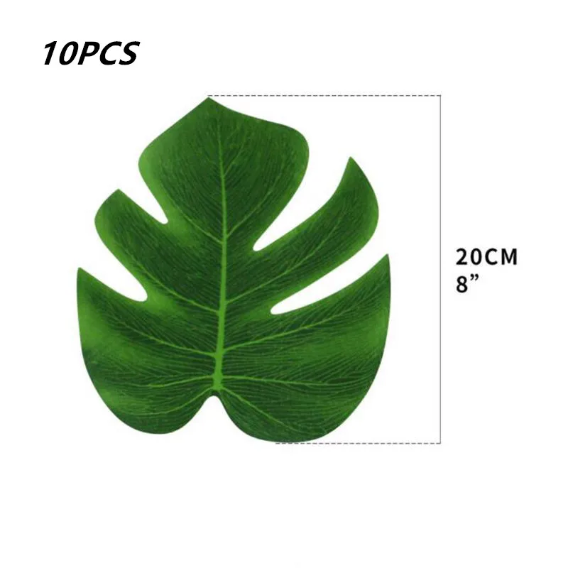 leaf 10pcs Гавайская летняя одноразовая посуда для дня рождения Фламинго Пальмовые Листья бумажная салфетка под тарелку кружку тропические Свадебные вечерние мероприятия - Цвет: leaf 10pcs