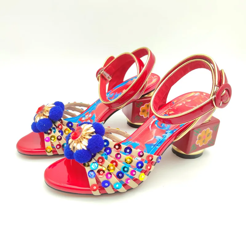 

WETKISS 2021 New Fashion Flowers Sandals Ladies Genuine leather Shoes Strange High Heel Shoes Ethnic Luxury Female Footwear