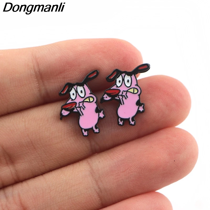 P4190 Dongmanli милые серьги-гвоздики в виде собаки для женщин эмалевые серьги