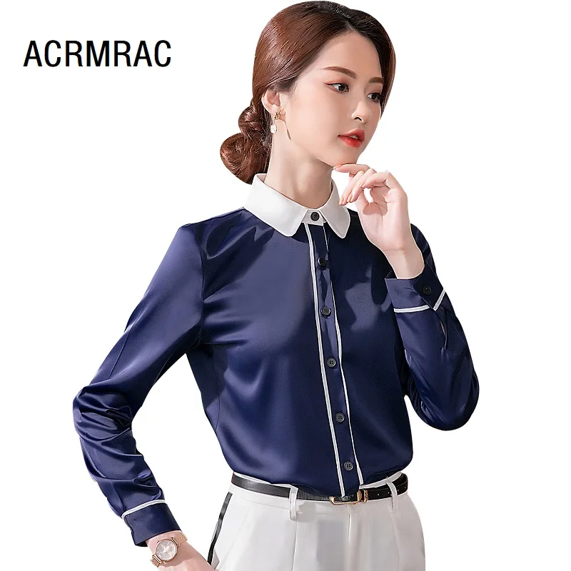Women shirt Slim spring autumn Long sleeve Turn-down Collar OL Formal Business Blouses & Shirts Woman 322