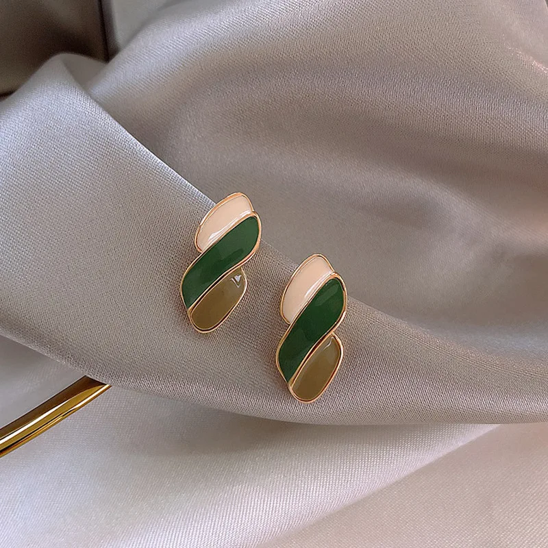 

925 silver needle cold wind color drip glaze earrings summer fresh earrings ulzzang hit color geometric wild earrings