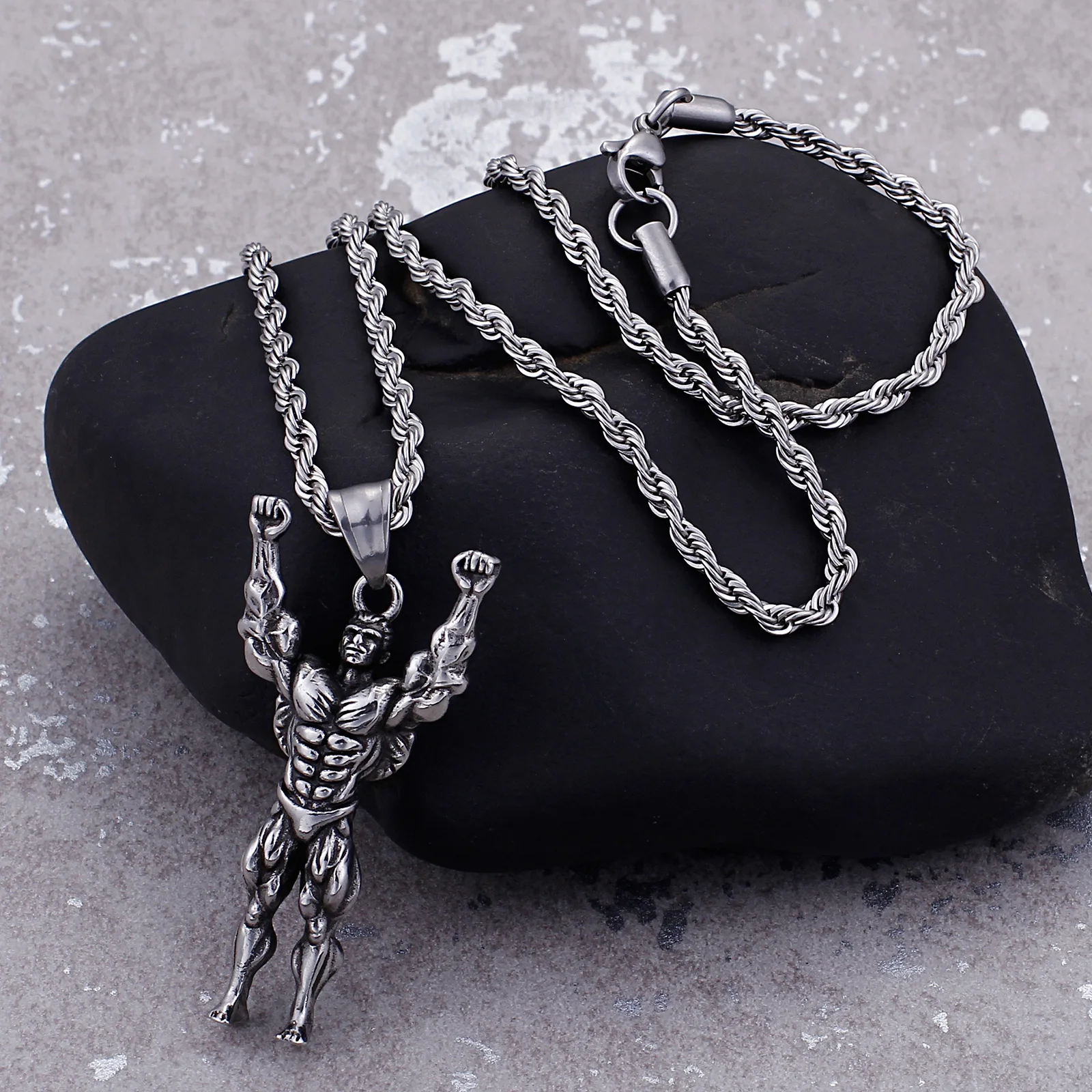 Fongten винтажное мужское ожерелье с подвеской для занятий фитнесом из нержавеющей