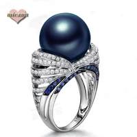 2019 fashion luxury pop ring high pearl quality retro atmosphere simple blue zircon ladies jewelry wholesale lord of the love