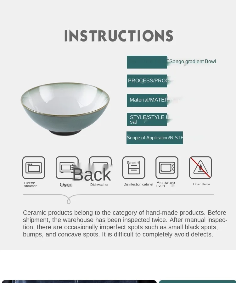 Салатница с градиентом зеленая керамическая суповая чаша бытовая большая миска