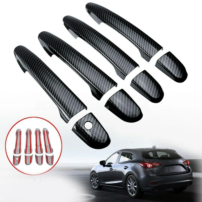 8 шт. углеродное волокно стиль ABS Внешняя дверная ручка Накладка для Mazda 2 3 6 2002 2012