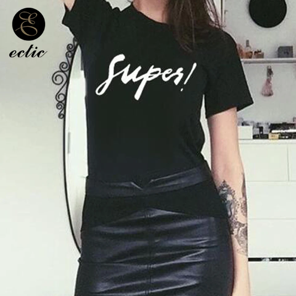 Харадзюку Буква Принт Текст Лозунг Модный Футболка Женщина Повседневный Уличный