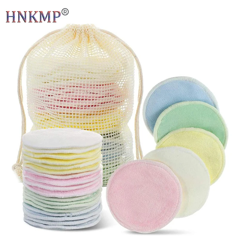 

HNKMP Reusable Makeup Remover Pads Bamboo Fibre Make Up Removal Sponge Cotton Cleaning Pads Tool Reusable Face Towel Make-up Wip