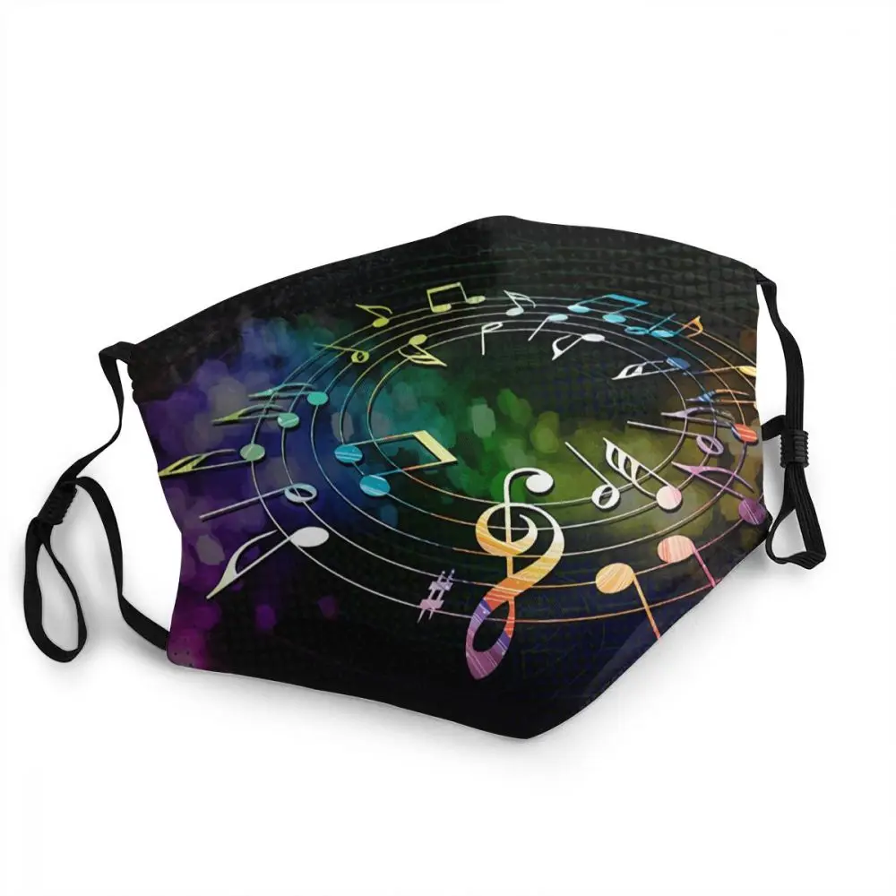 

Musical Notes Mask Anti Haze Colorful Pop Song Notes Protection Unisex Adult Reusable Respirator Mouth Muffle