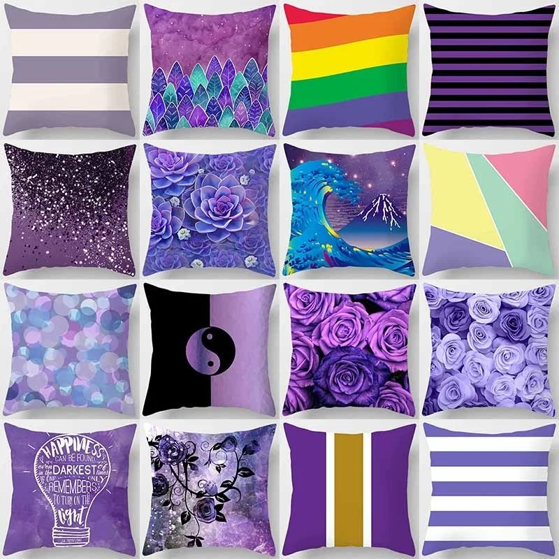 

Purple Element Printing Peach Skin Pillowcase Home Decoration (45cm * 45cm)