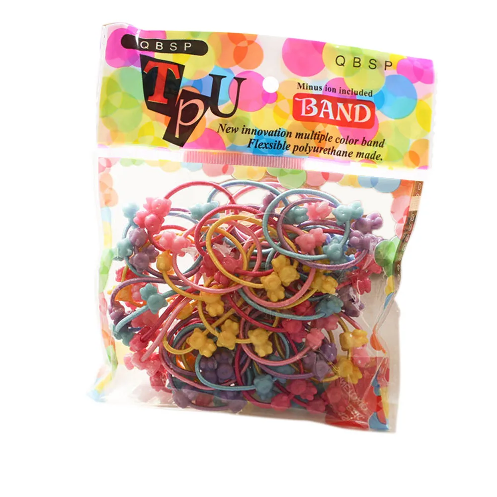 50 шт. Детские двойные бусины с мультипликационным принтом маленькие резинки для