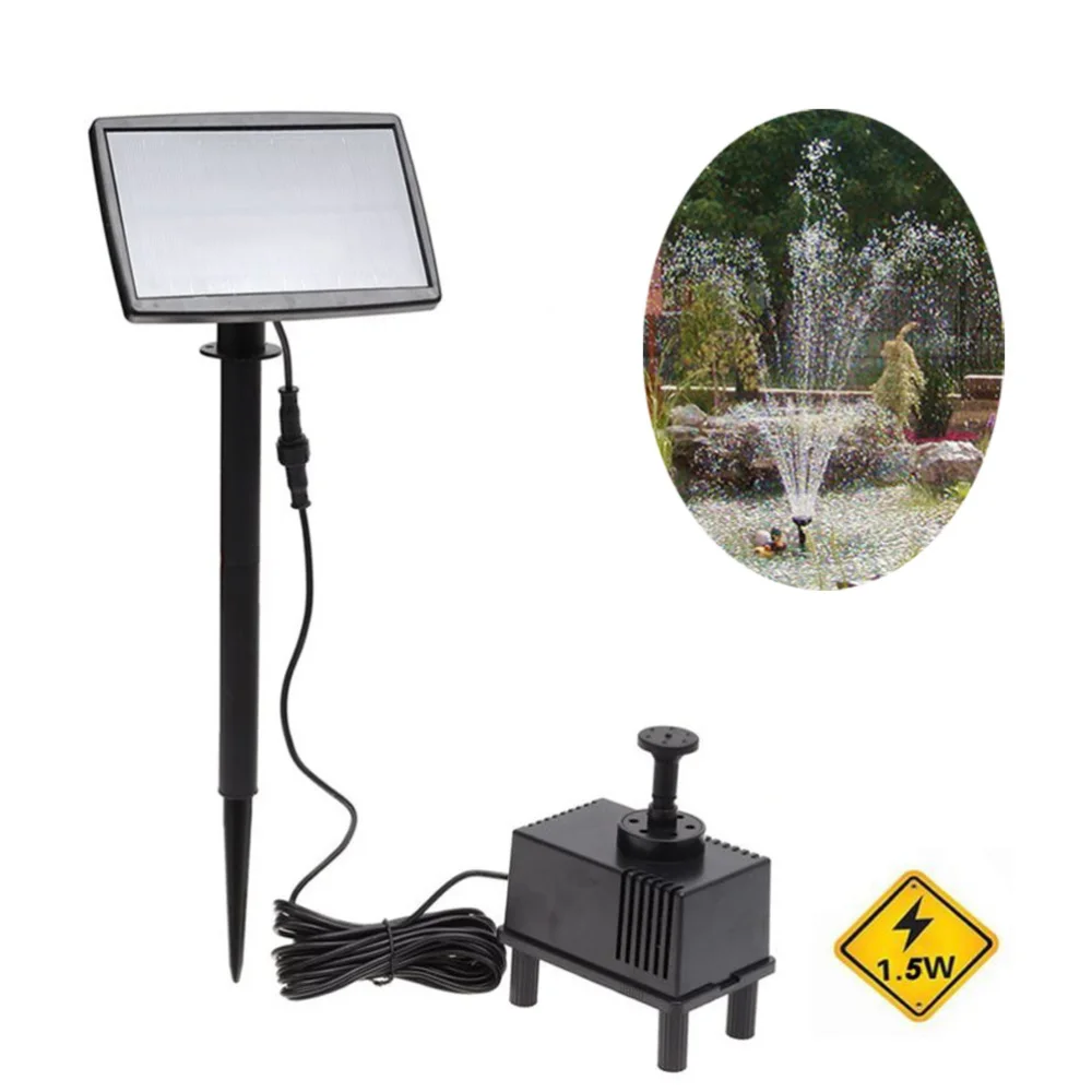 

Solar Power Fountain Pool Water Pump Panel Submersible Watering for Garden Pool Pond Patio Decoration - 5M