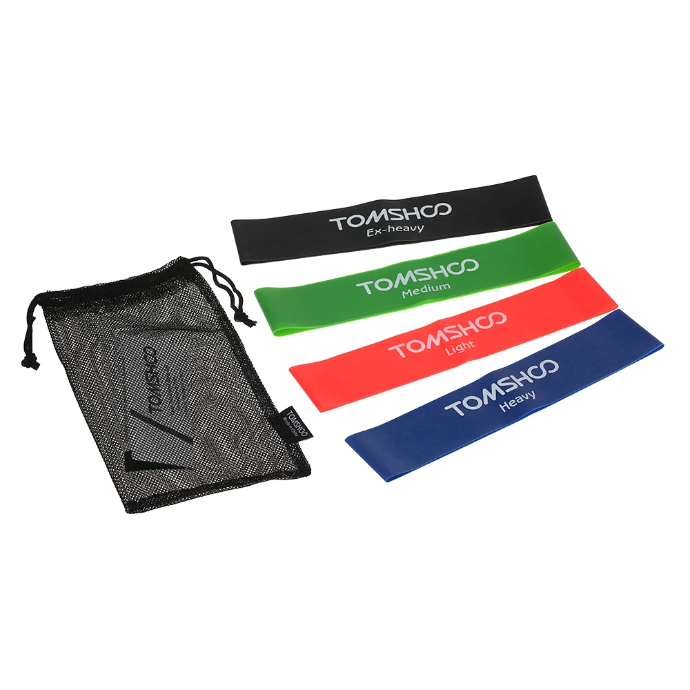 TOMSHOO Эспандеры набор из 4 упражнения латекс тренажерный зал силовых тренировок