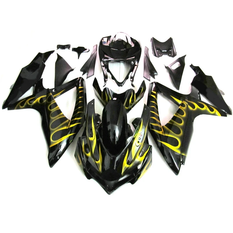 

100% подходит для Suzuki GSXR600 GSX-R750 2009 2008 Обтекатели GSXR750 2008-2010 K8 желто-черный обтекатель 08 09 10 ZD11