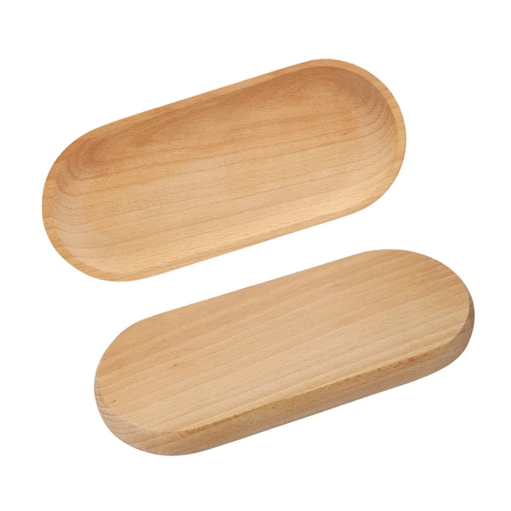 

1 Piece Wooden Plate Japanese Oval Beech Small Wooden Saucer Beech TrayIns Same Coffee Snack Tray Round Tray Wooden Plate