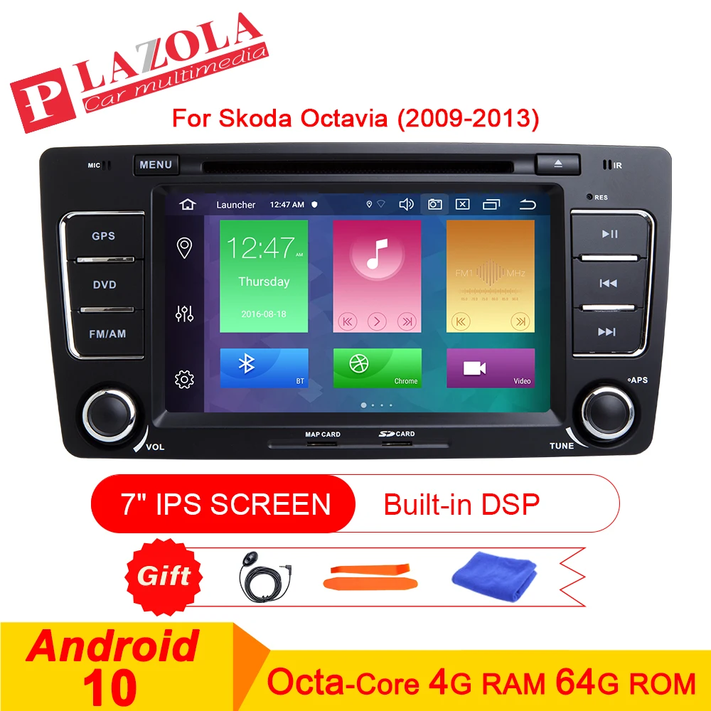 Автомобильный стерео DVD мультимедийный плеер Android 10 для Skoda Octavia 2008 2009 2010 2013 Yeti 2014