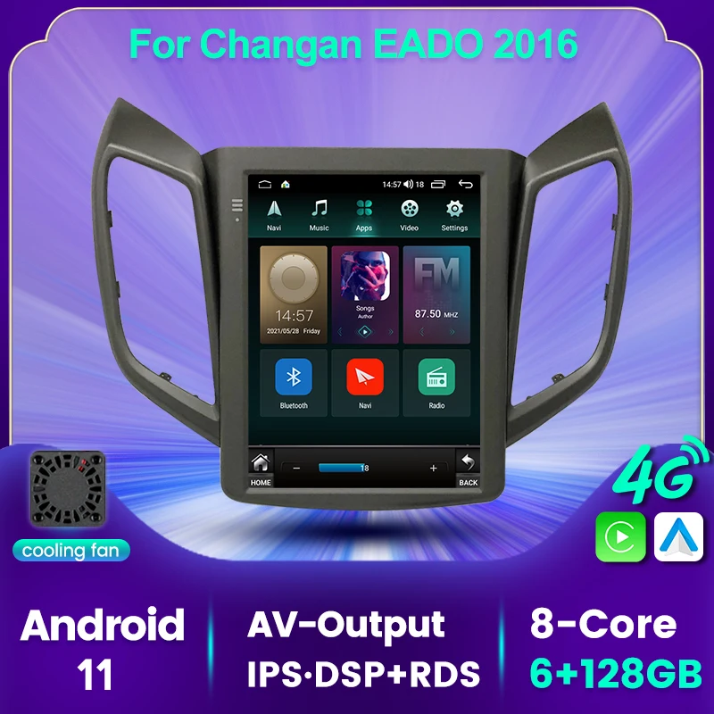 

6 + 128 ГБ Tesla Style Android 11 4G Lte для Changan EADO 2016 + автомобильный радиоприемник с навигацией GPS стерео головное устройство мультимедийный плеер DSP IPS