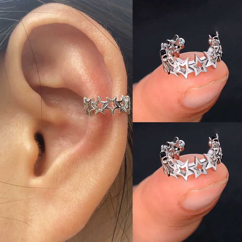 2022 Hot Wrap Clipcuffs Statement Clip on Earrings Without Piercing Cartilage Cuffs for Women Girl Geometry Ear Cilps 2Pc - купить по