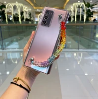 colorful cute bear bracelet rope phone case cover for samsung galaxy z fold 2 3 5g hand chain bracelet transparent cover