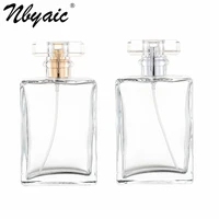 nbyaic perfume bottles 100ml large capacity perfume replacement bottle t type lid square transparent glass bottle 1pcs