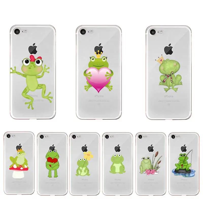 

YNDFCNB Cute frog Phone Case For iphone 13 X XS MAX 6 6s 7 7plus 8 8Plus 5 5S SE 2020 XR 11 11pro max Clear funda Cover