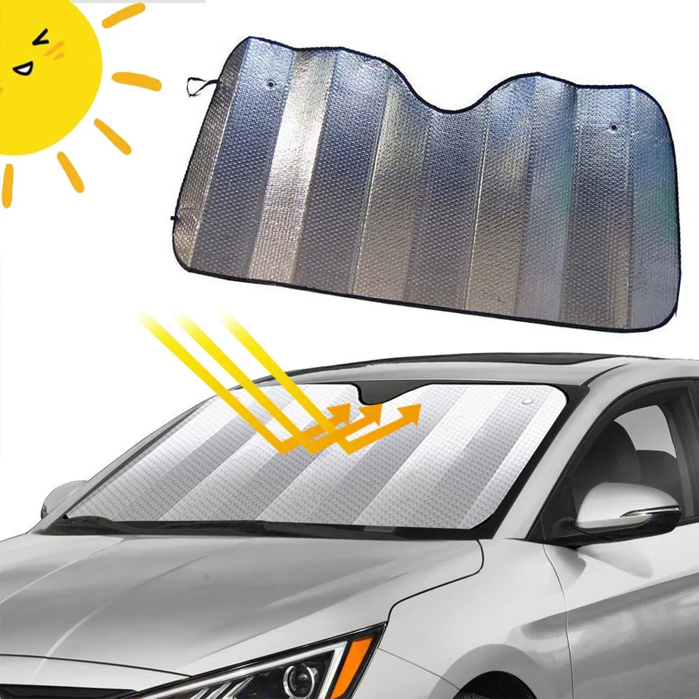 Silver Car Windshield Sun Visor Cover Block Foldable Window Sun Shade UV Protector Auto Accessories Sunshade Universal