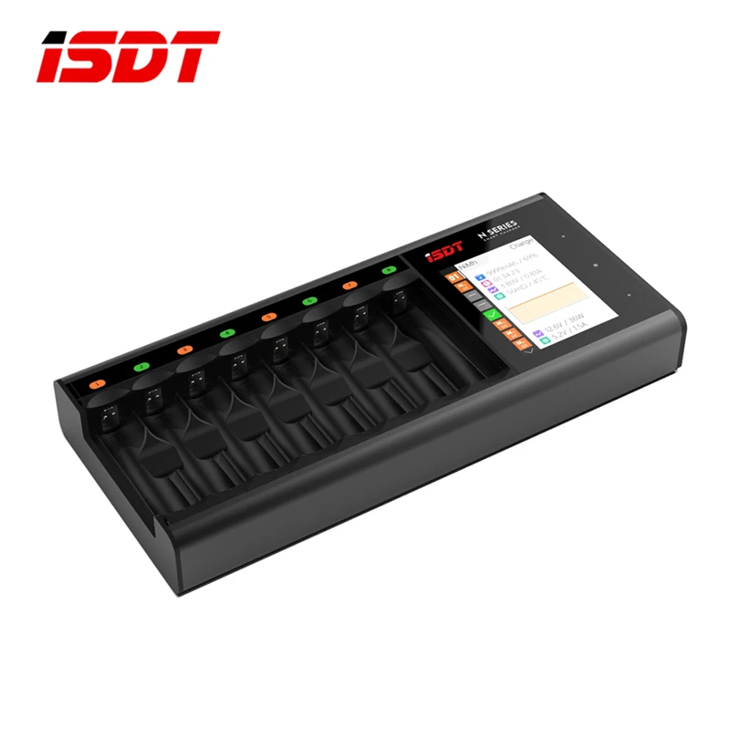 

ISDT N8 N16 N24 5-12V AA/AAA Battery Multi-Channel Quick Charger with 2.4inch Full Color IPS LCD Touch Screen Micro USB