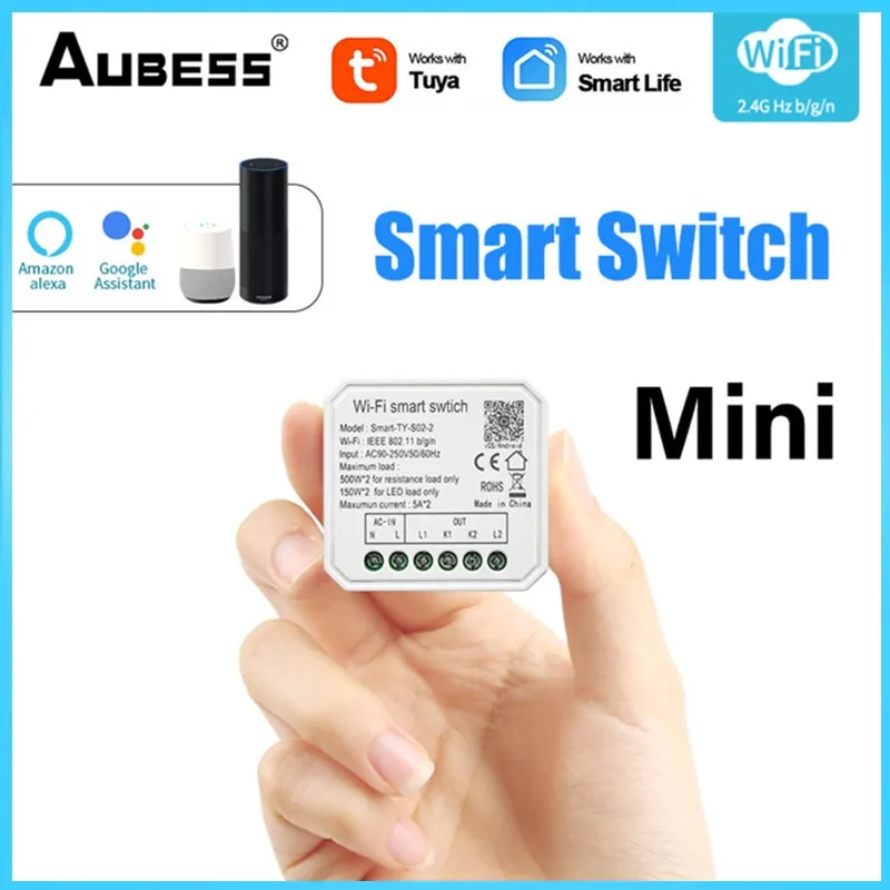 

Tuya Mini WiFi Switch Module Smart Life Remote Voice Control Smart Light DIY Switch Module Smart Home Works With Alexa Google