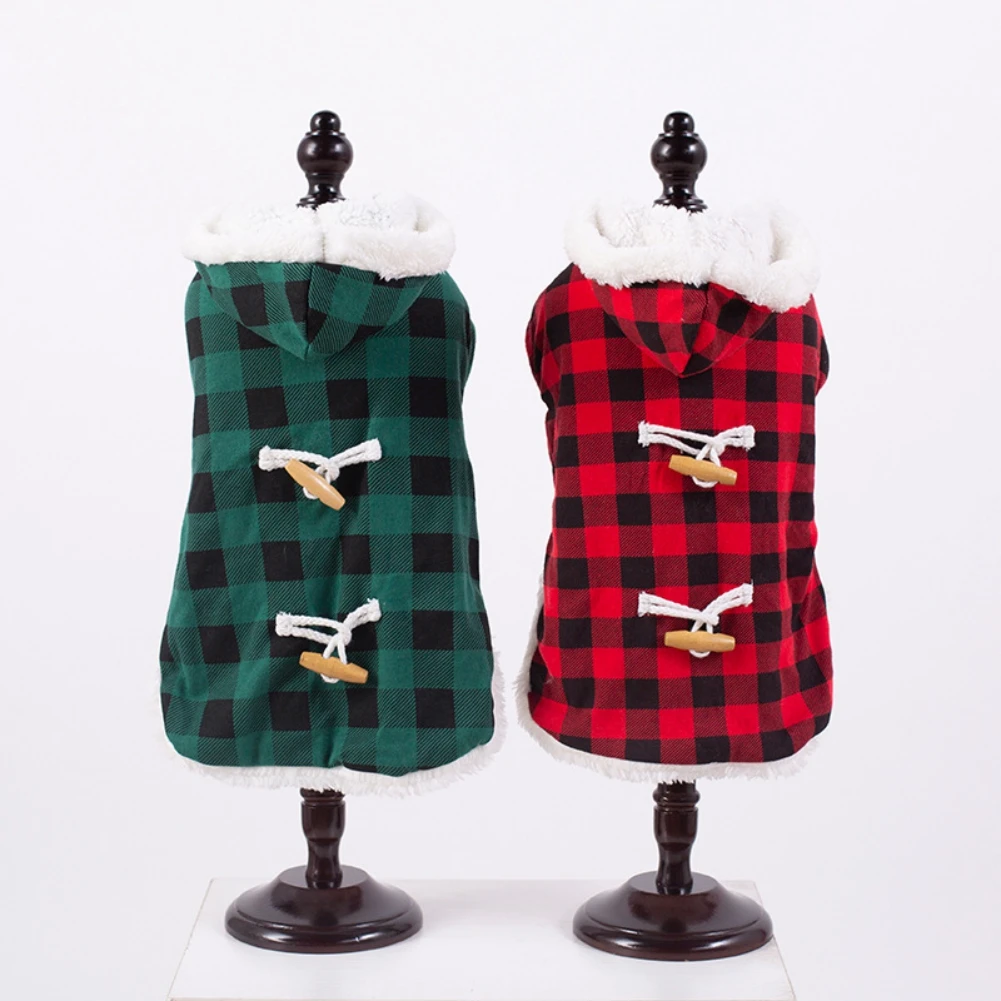 

Autumn Winter Dog Coat Coral Fleece Warm Hoodies For Small Medium Dogs Poodle Yorkshire Chihuahua Plaid Coat Pet Clothes