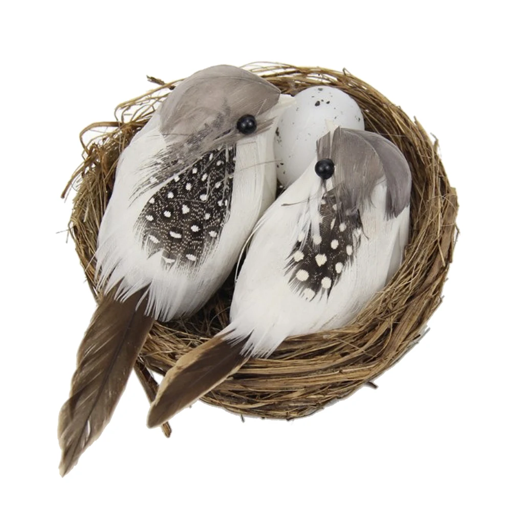 

Artificial Birds & Nest & Egg Creative Garden Sculpture Lawn Arts Ornaments Artificial Bird Nest Garden Figurines