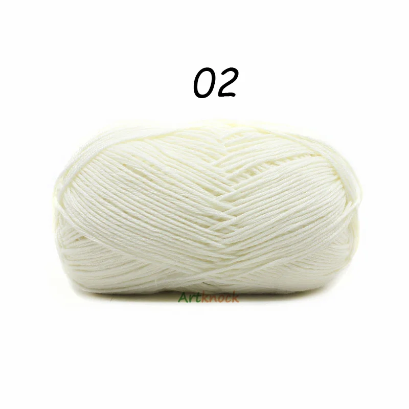 02 1PC 50 г хлопковая пряжа Органическая пряжа для вязания вязанных свитеров носки 24 цвета крючком иглы № 2 - Цвет: 02 1PC