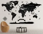 Большая карта мира наклейка принт черный мир Push Pin Карта путешествий настенная живопись карта мира принт Очень Большой Настенный Современный художественный Декор WL767