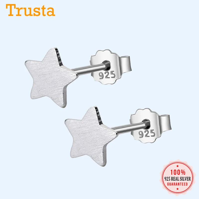 Женские серьги пусеты Trusta модные милые миниатюрные гвоздики со звездой из 100%
