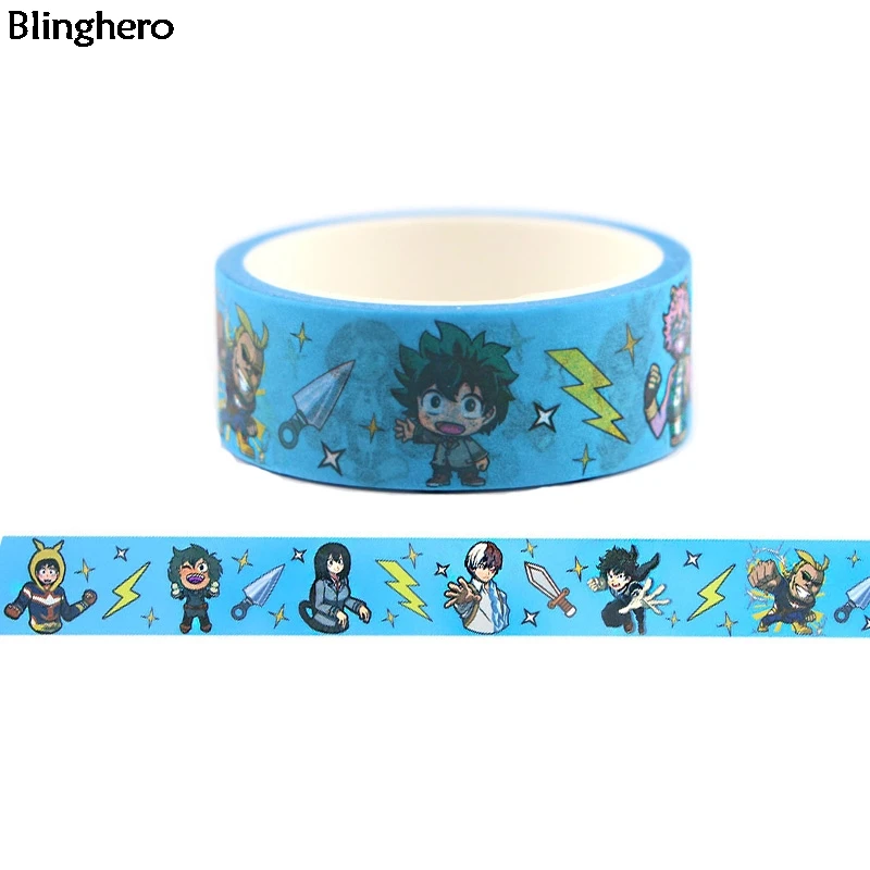 

10pcs/set Blinghero My Hero Academia 15mmX5m Washi Tape Cool Adhesive Tapes Cartoon Masking Tape Decal Gift for Friends BH0328