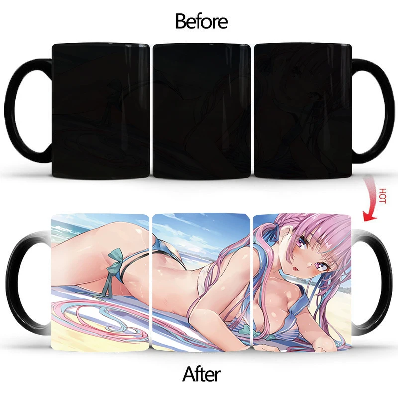 

С рисунком героев из мультфильма; Отаку кружка чашка Изменение цвета волшебная посуда аниме периферийное сувенирные кружки BSKT-016