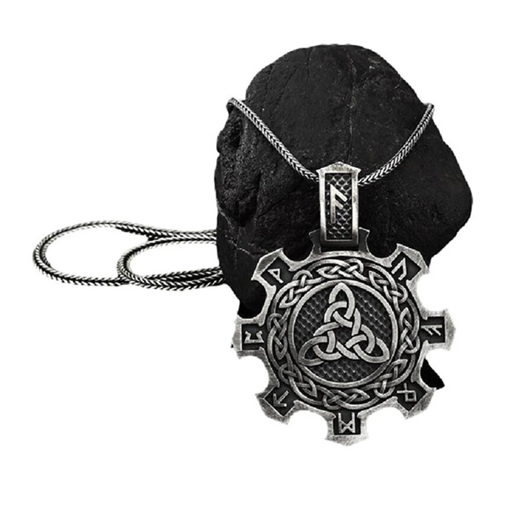 

Scandinavian rune men's pendant necklace ins style hip hop jewelry Pure tin punk chain necklaces for women