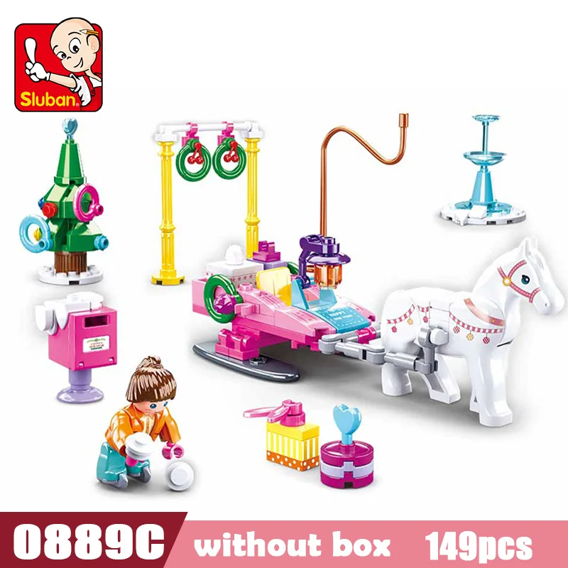 

Sluban Constructor Model City Winter Train Village Town Truck Carriage Christmas Tree Building Block Toys New Year Gift 0887