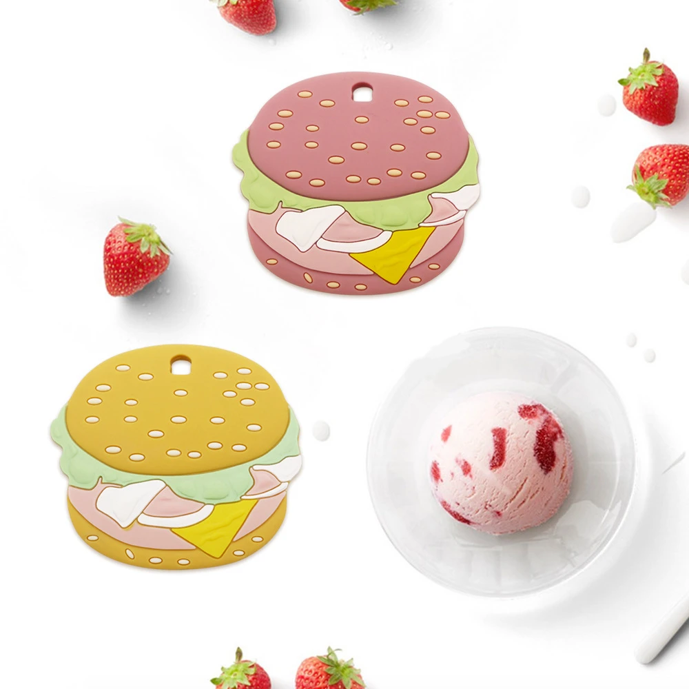 

Грызунки в форме бургеров, грызуны, животные, игрушки для прорезывания зубов, ожерелье, подвеска, мягкие силиконовые аксессуары для новорож...